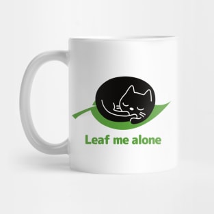 Leaf me alone - A leaf and a sleeping cat Mug